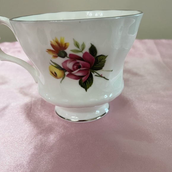EUC VTG ROYAL WINDSOR 3082 BONE CHINA FOOTED TEACUP AND SAUCER WITH ROSES - Picture 5 of 9
